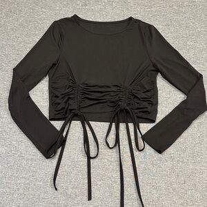 Cropped Ruched Long Sleeve Top